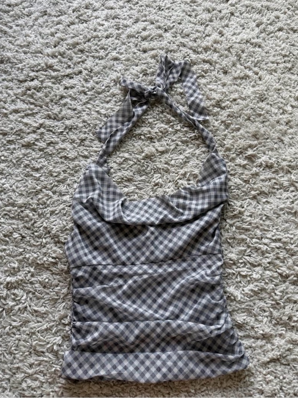 OAK + FORT Gray Gingham Halter Camisole